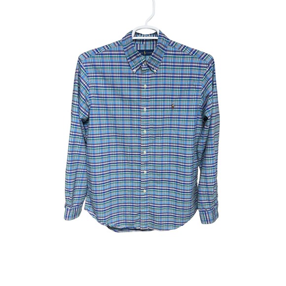 Ralph Lauren Men’s Button Down‎ Shirt Plaid Green Blue White Red Size Large EPC - Picture 1 of 4